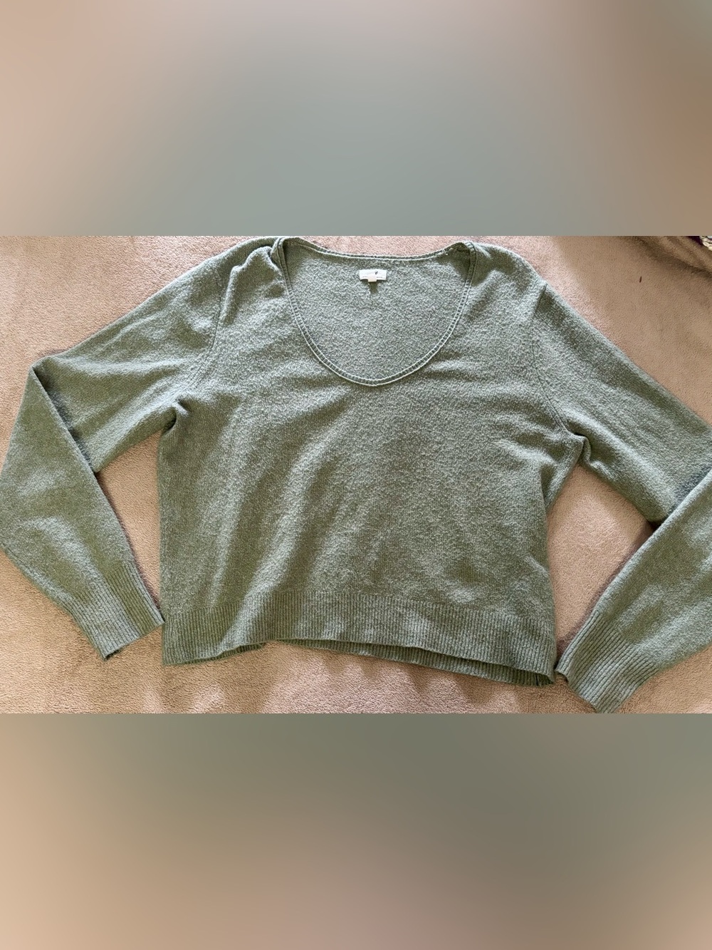 aerie Sage Green Scoop Neck Sweater